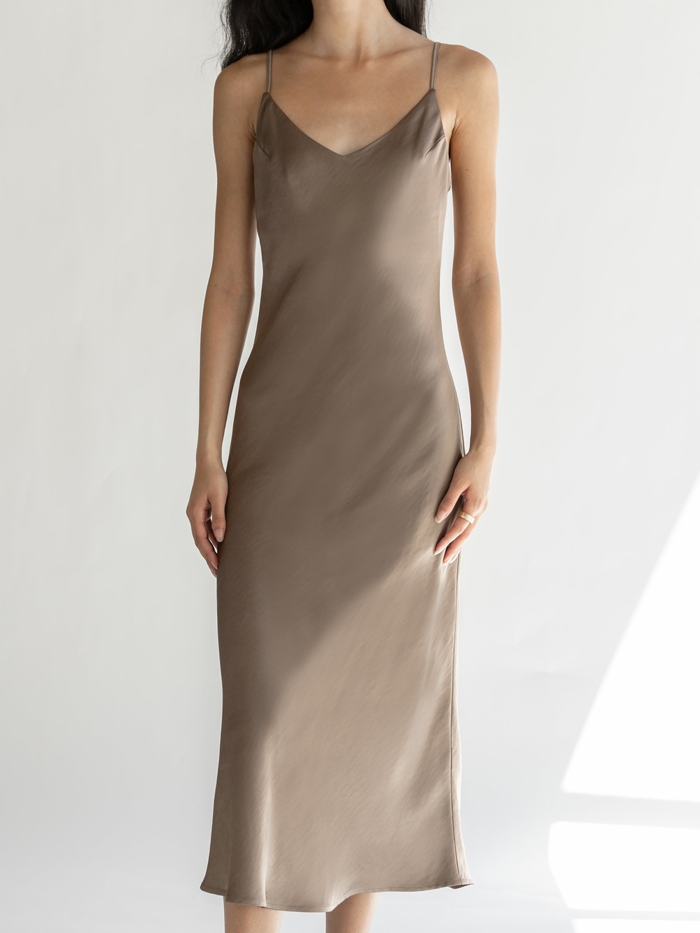 OAK + FORT Taupe Slip Midi Dress BNWOT